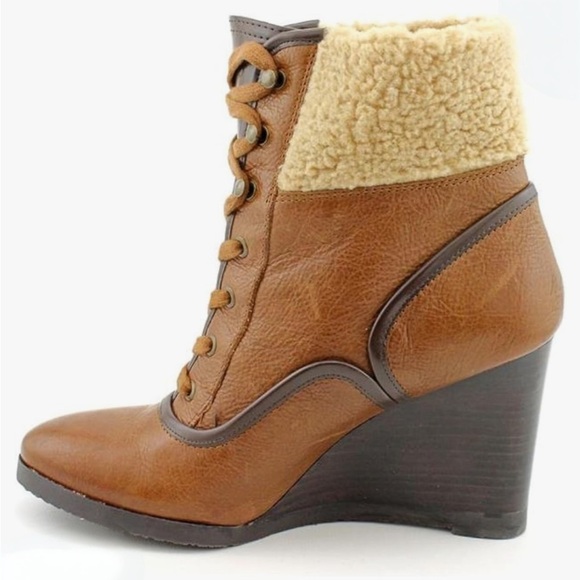 Franco Sarto Waverly Brown Leather Ankle Boots - Picture 3 of 7